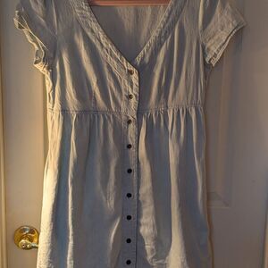 Casual Gray Button-Down Dress